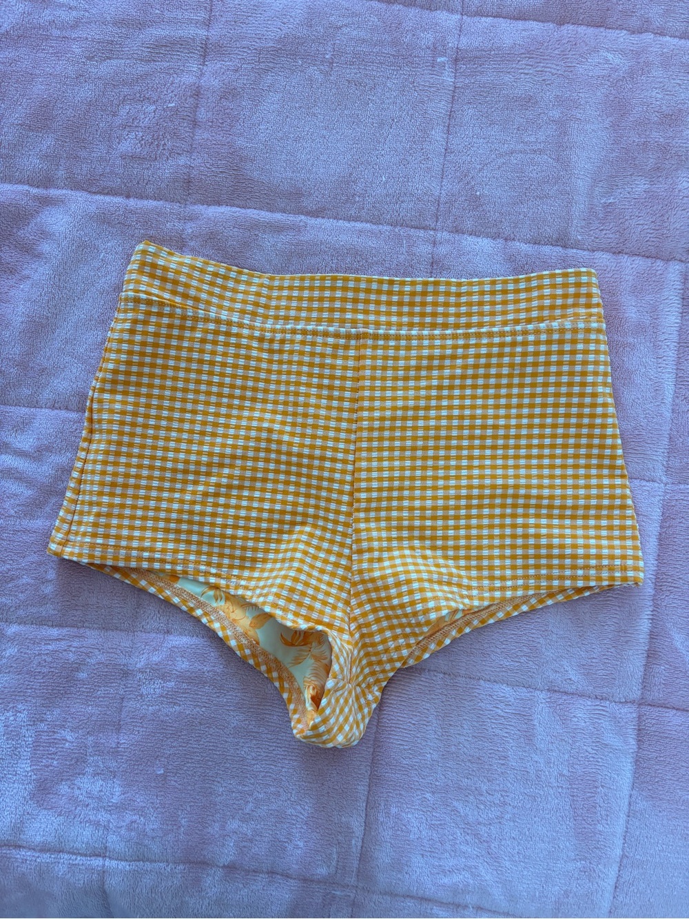 Kulani Kinis Yellow Gingham High-Waist Bikini Bottoms